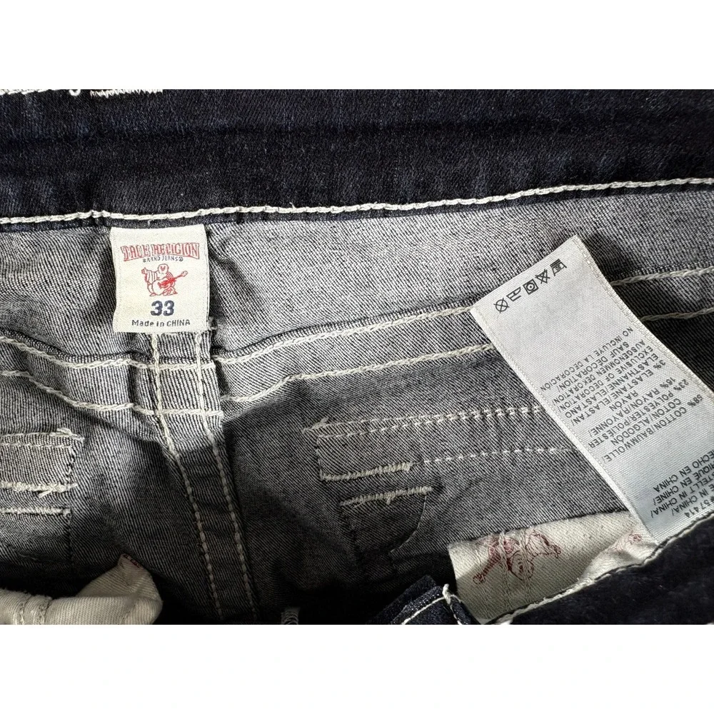 True Religion World Tour Skinny Jeans Men 33 Blue Denim Dark Wash Cotton Stretch